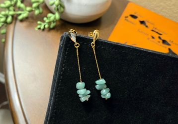 New 14k Gold Plated Aventurine Earrings