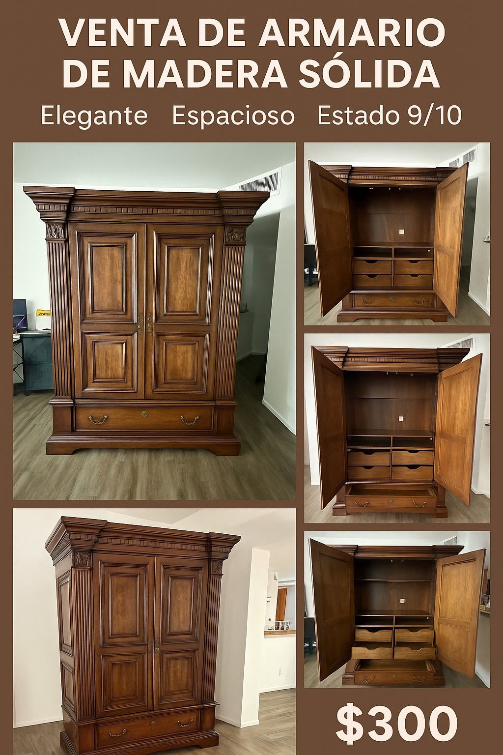 VENTA DE ARMARIO DE MADERA SÓLIDA