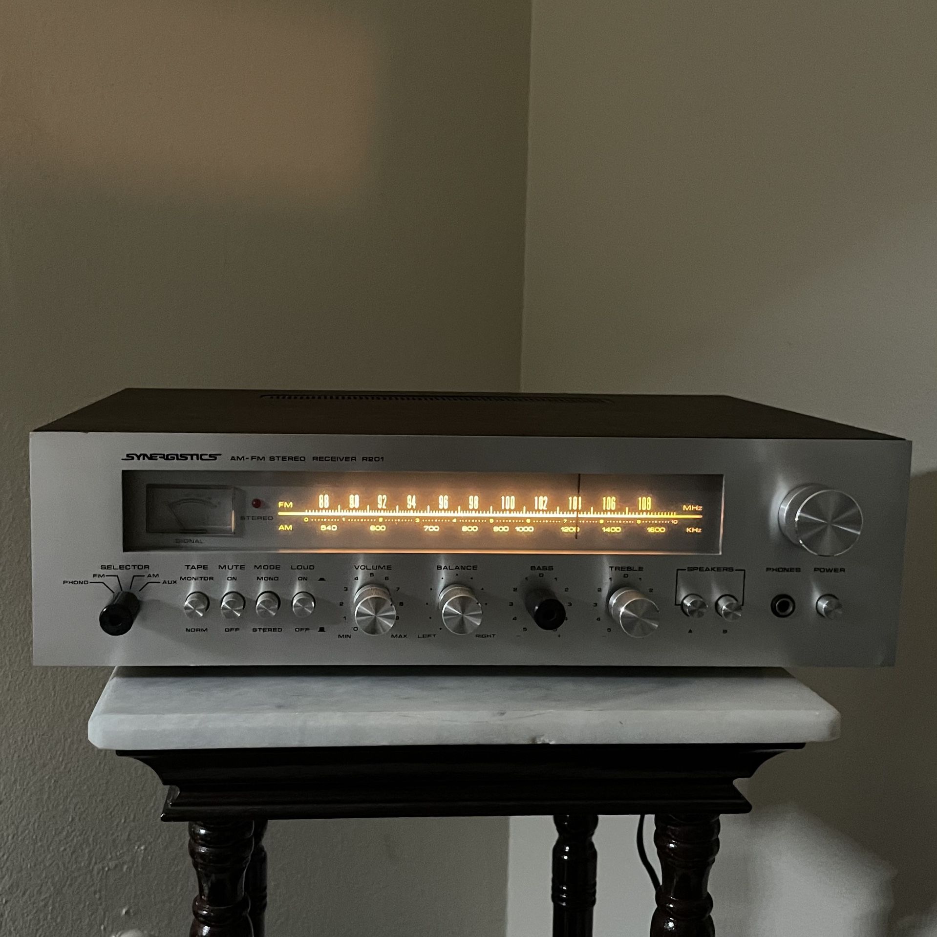 Rare Vtg Synergistics R-201 Stereo Receiver 1970’ Tested Works Well