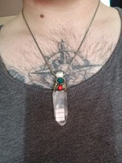Quarts crystal on 925 silver chain both Indian made