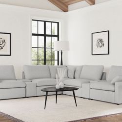 Light Gray Modern Reclining Sectional 