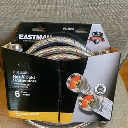 Eastman Steel-Flex 2 Pack Stainless Steel 6 Ft Washing Machine Hose