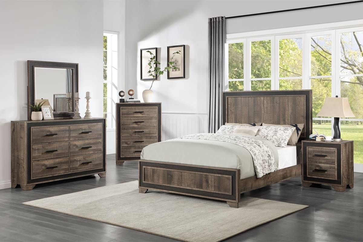 4 PCs Bedroom Set Dresser Mirror Queen Bed & Nightstand. ( FINANCING OPTIONS )