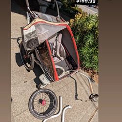 Chariot CX 2 Double Bike Trailer Jogger Stroller Has Attachments
