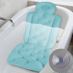 Full Body Bath Pillow，Bath Pillow for Bathtub，Adult Tub Pillow for Tub Neck and Back Support Quick Drying Headrest Cushion Mat with 6 Non-Slip Suction
