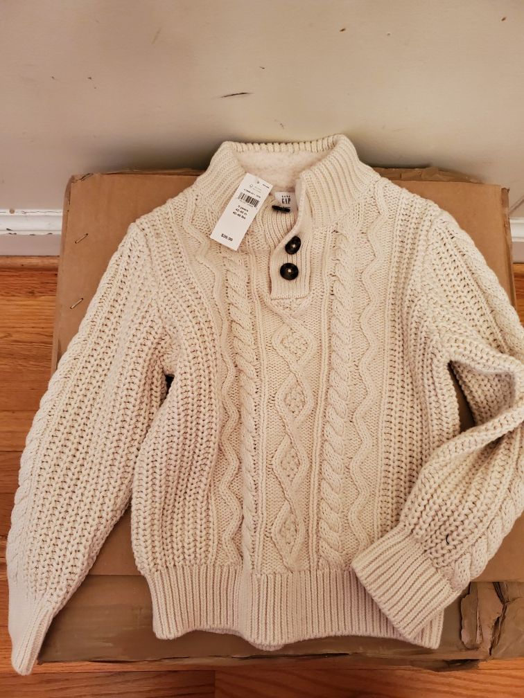 Baby Gap 5 years toddler cable knit beige sweater NEW