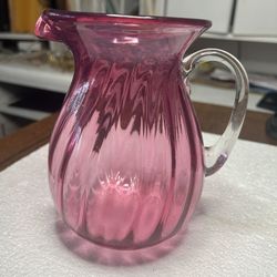 Vintage Pink Glass Pitcher