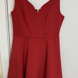 Red Sweetheart Neckline Full Skirt Mini Dress, Size Small