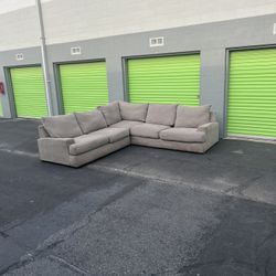 Huge Gray L Sectional Couch Sofa