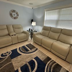 Leather Power Sofa And Loveseat 