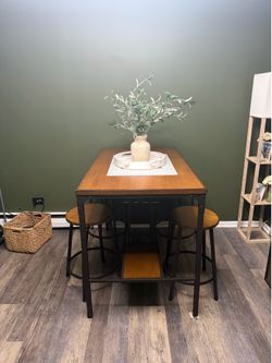 5-Piece Counter Height Dining Table Set – Table + 4 Stools