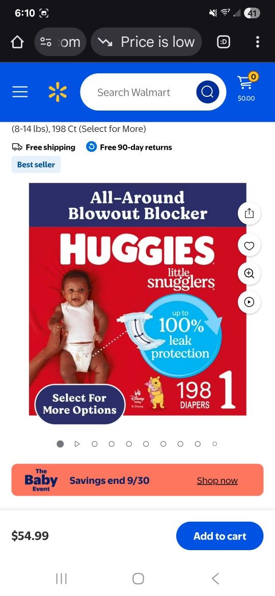 Diapers - Huggies Little Snugglers Count 198 NEW