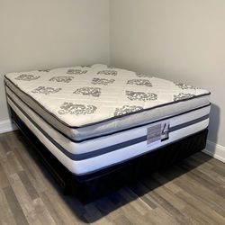 Full Size Mattress 14 Inch Thick With Pillow Top Of Gran Comfort And Box Springs New From Factory Available All Sizes Same Day Delivery