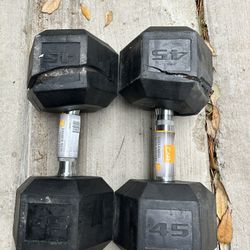 Pair of 45lb rubber dumbbell SEE PICTURE