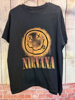 Nirvana Black Smiley Face Graphic Short-Sleeve T-Shirt