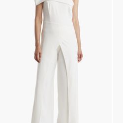 NEW! MARINA IVORY JUMPSUIT-ONE SHOULDER ASYMMETRIC-Size 12- with tags