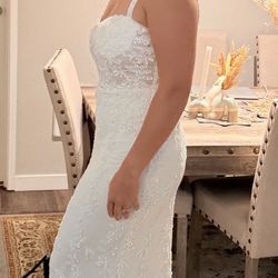 Lulus White Beaded Wedding Dress – Size M – NEW + Worn Once Option