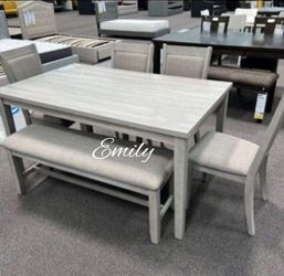 Elegant! 6-Pc Light Gray Dining Table Set