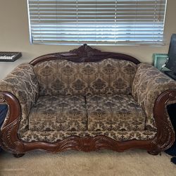 VINTAGE BROWN COUCH LOVESEAT 