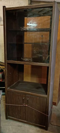 1980s media center curio cabinet