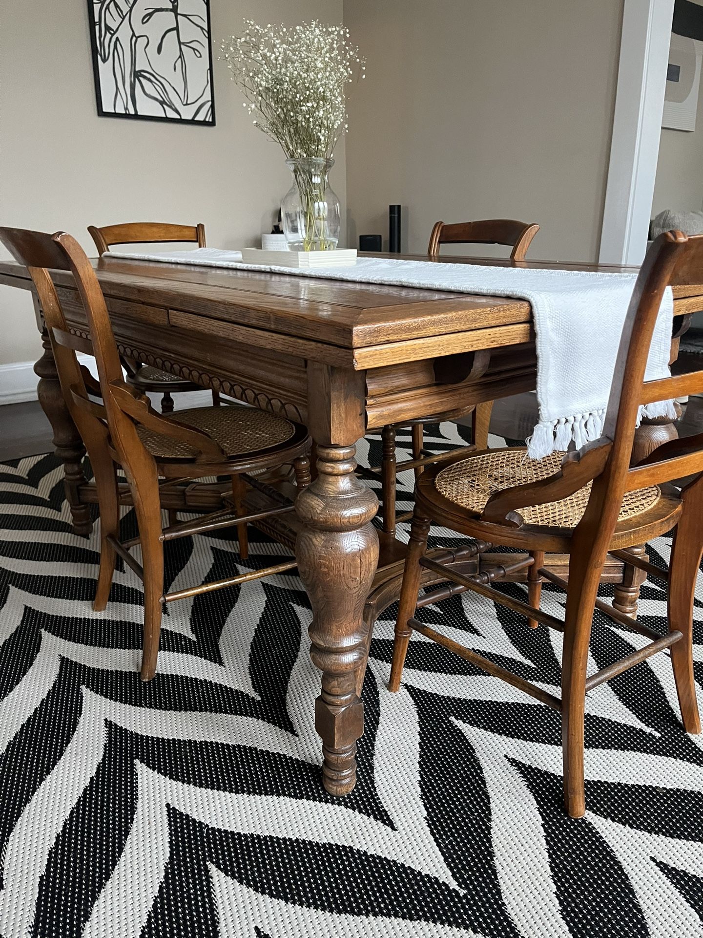 Vintage Wood Table With Chairs