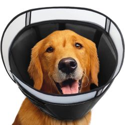 INKZOO Dog Cone Collar for After Surgery, Black/Blue