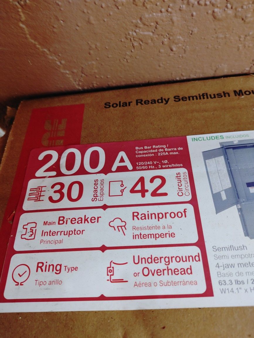 Homeline 200 Amp 30-Space 42-Circuit Outdoor Ring-Type Semi-Flush Mount Solar-Ready Main Breaker Plug-On Neutral CSED