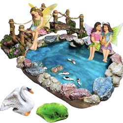 Fairy Garden Miniature Figurines Pond & Bridge Kit by Mood Lab ~ New
