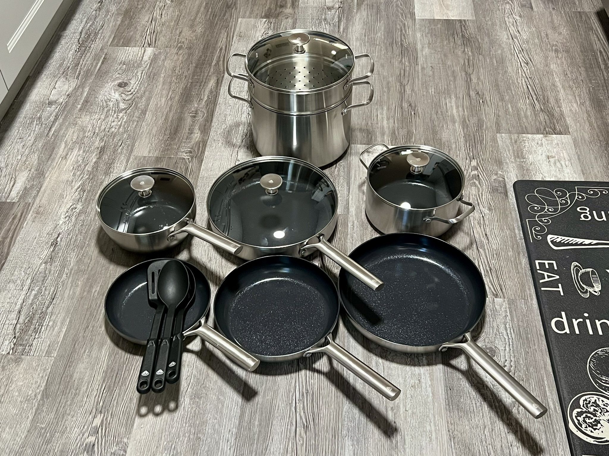 Blue diamond 15-piece ceramic nonstick pan set