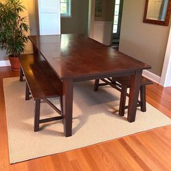 Solid Wood Table And Benches 