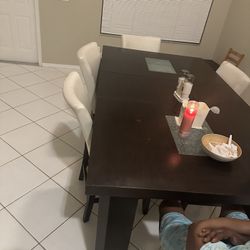 Espresso Solid Wood 6–8 Seater Extendable Dining Set – $300