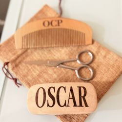 Personalized Beard Kit Wooden Grooming Set Custom Brush Bristle Care Scissors Husband Birthday Present Groomsman Gift Engraved Comb Men