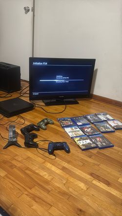 Ps4 bundle, controllers, charging stand, games, and Tv