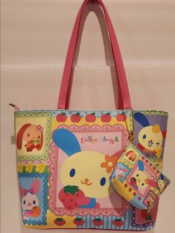 Usahana vinyl tote bag with coin purse keychain key charm FOB