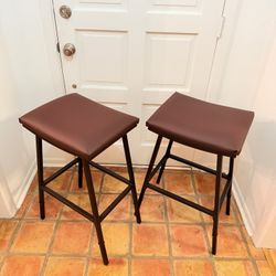 2 Leather Top Stools