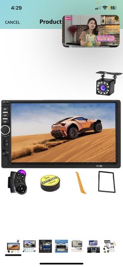 Double Din Car Stereo with Bluetooth 7 inch Touch Screen Car Radio with Backup Camera - Car Audio Receivers MP5 Media Player USB AUX SD Car Head Unit 