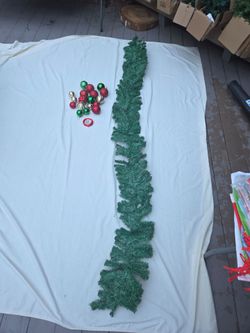 Artificial Christmas Garland with Ornaments