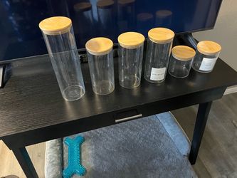 Glass Storage Jars with Bamboo Lids – Set of 6