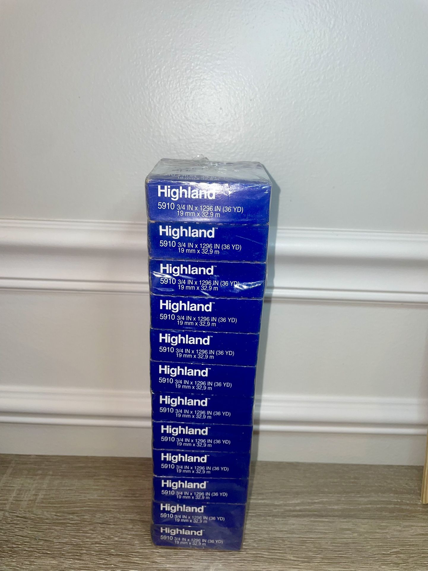 Highland Transparent Permanent Mending Tape 3/4"X1296" (36yd) 1" Core-12Rolls#12