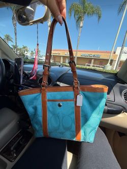 Authentic Coach Turquoise tote