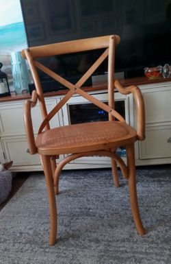 Single Solid Wood Chair With Cane Seat.