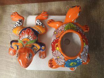 Talavera Turtle Pot & Talavera Toad