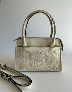 Patricia Nash Vintage- Antique Look Floral Leather Satchel Bag