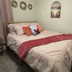 Matte Gold Queen Bed Frame
