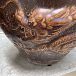 Vintage Dragon Plant Pot - brown