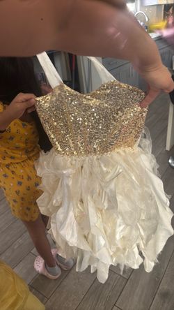 Girls Gold Sequin Ruffle Dress
