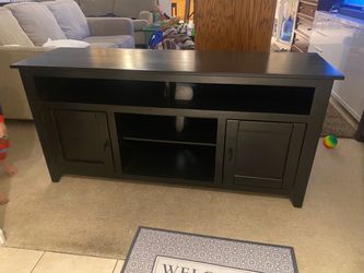 Black Wood TV Stand with Cabinets