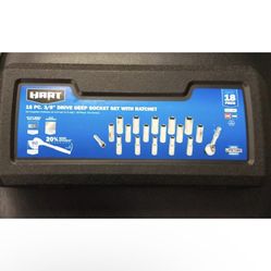 Hart 18 Piece 3/8" Drive Deep Socket Set With Ratchet HHMTS301  