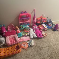 Girl Toy Lot- Shopkins, Build A Bear, Barbie, Minnie Toys And More
