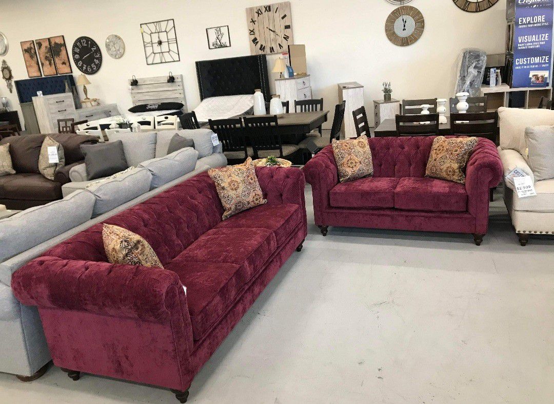 Brooks Red 2PC Sofa and Loveseat by Alexvale 